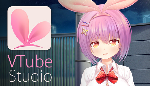 VTube Studio interface with a pink-haired Live2D character and the app icon