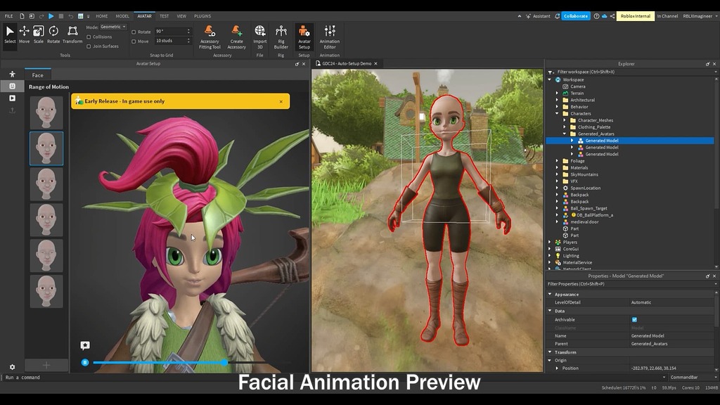 Roblox Studio avatar setup interface shown in the announcement image
