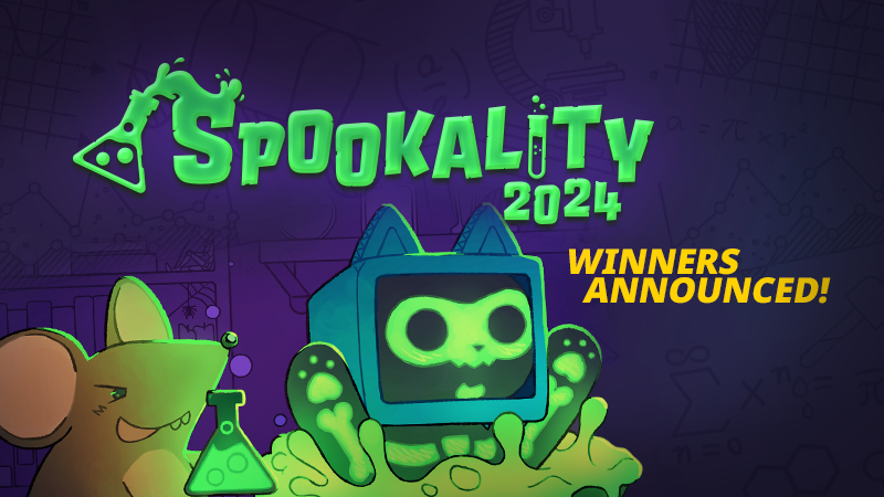 Spookality 2024 contest cover art with stylized avatar characters