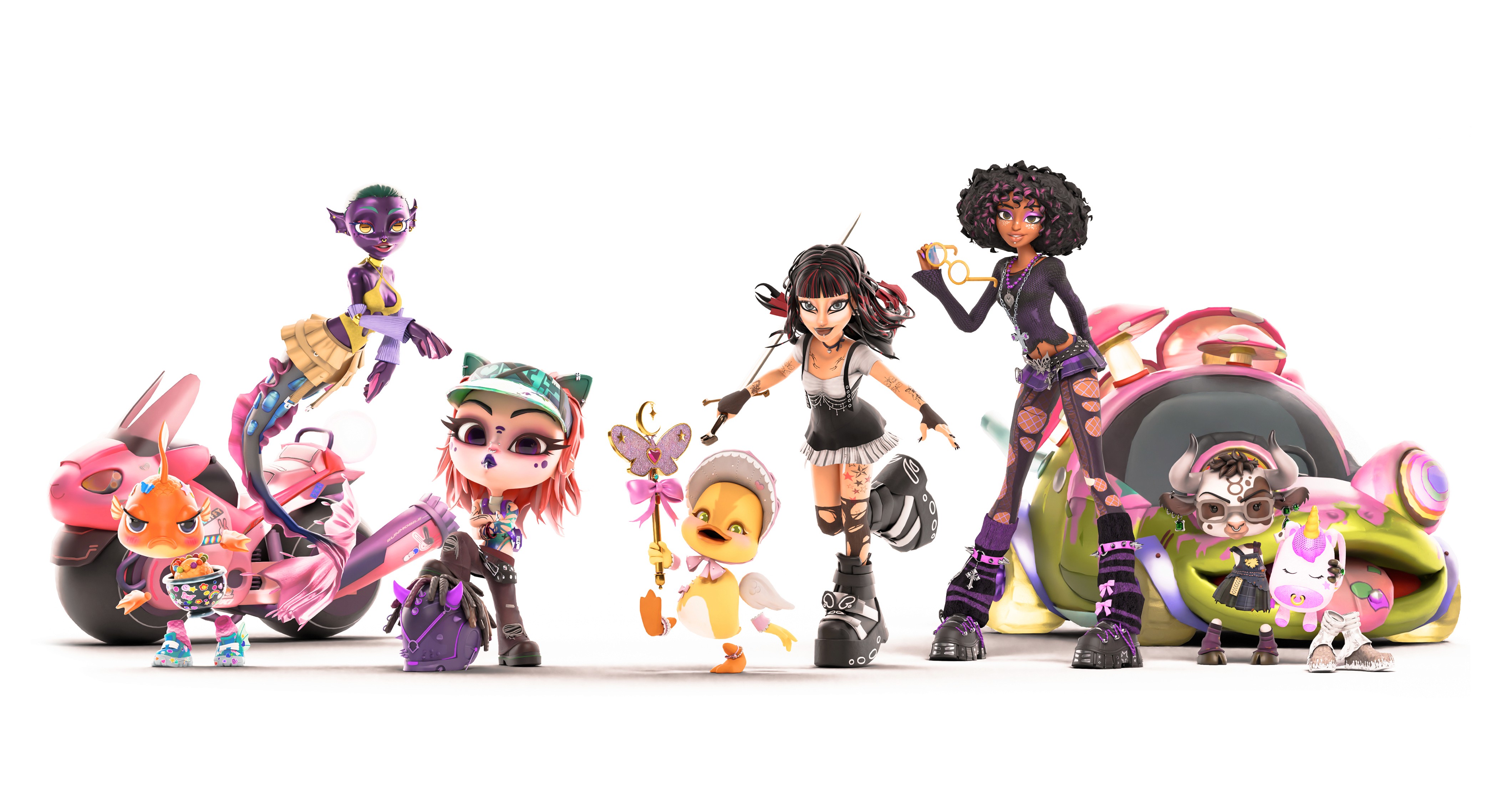 A lineup of varied stylized Genies avatars and creatures