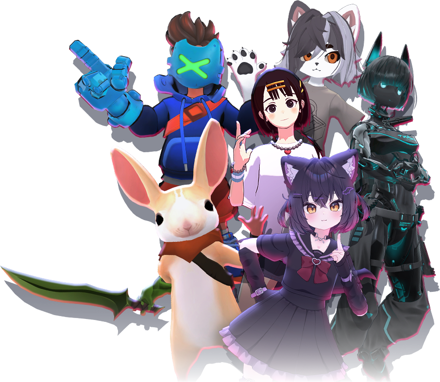 A grid of creator-made VRChat avatars shown for marketplace browsing